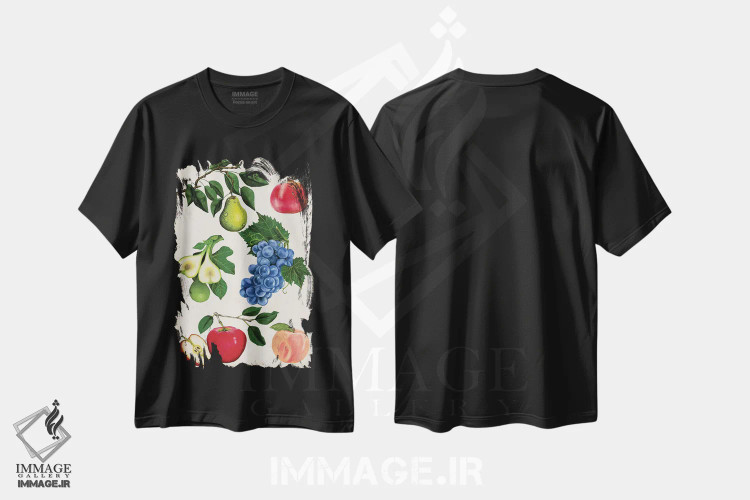 تیشرت مشکی طرح دار مجموعه میوه ها یک، تزئینی اثر نائومی مک کاویت | immage.ir
