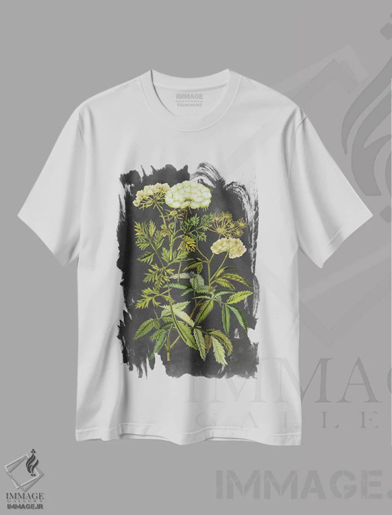 تیشرت سفید طرح دار گل های اکس لیبریس یک، تزئینی اثر نائومی مک کاویت | فروشگاه ایماژ