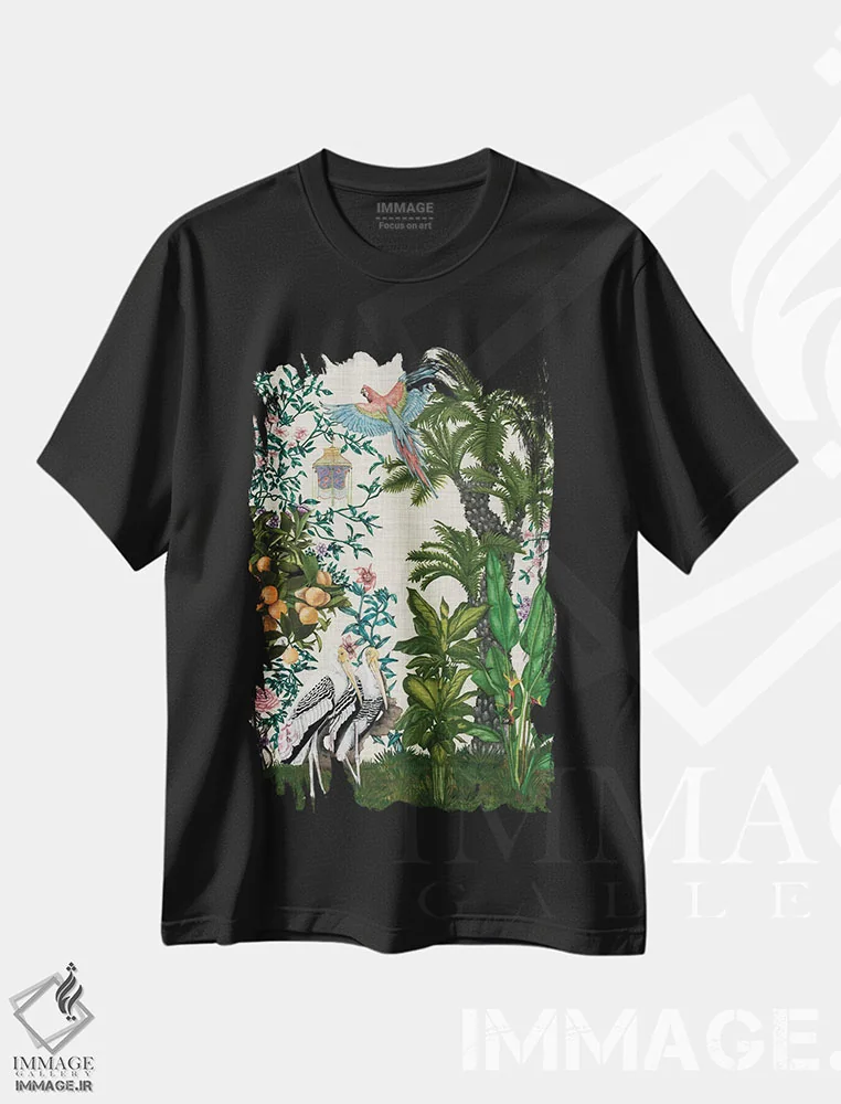 تیشرت مشکی طرح دار چینوزری بهشت دو، شینوازری اثر نائومی مک کاویت | immage.ir