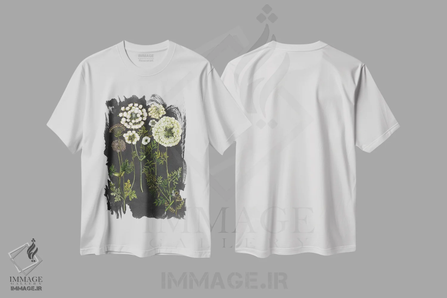 تیشرت سفید طرح دار گل های اکس لیبریس دو، تزئینی اثر نائومی مک کاویت | فروشگاه ایماژ