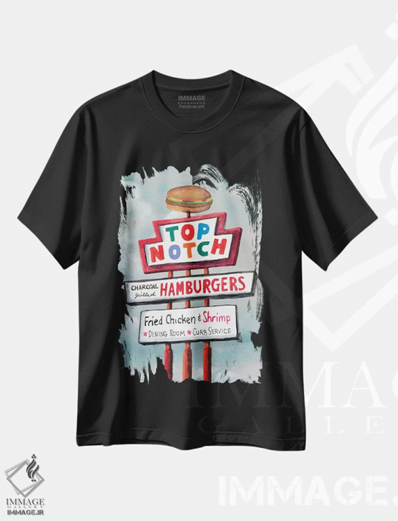 تیشرت مشکی طرح دار جادهٔ آمریکایی پنجم، دکور آمریکایی اثر نائومی مک کاویت | immage.ir