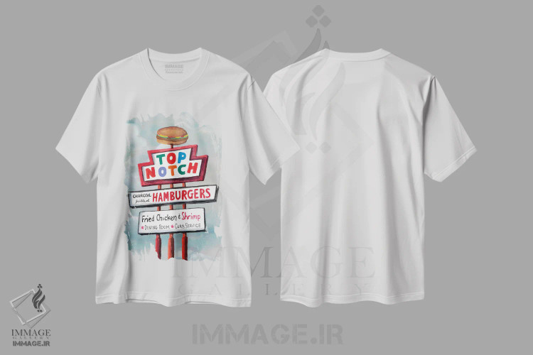 تیشرت سفید طرح دار جادهٔ آمریکایی پنجم، دکور آمریکایی اثر نائومی مک کاویت | فروشگاه ایماژ