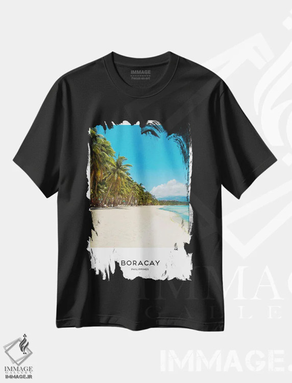 تیشرت مشکی طرح دار بورا کای فیلیپین، مدیوم اثر نائومی دیویس | immage.ir