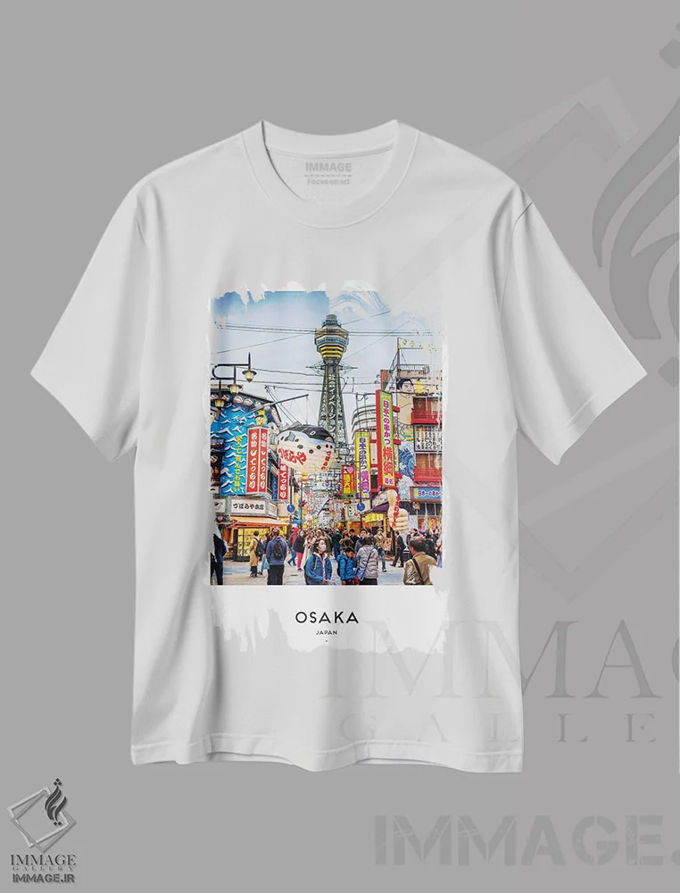 تیشرت سفید طرح دار اوساکا ژاپن، مدیوم اثر نائومی دیویس | فروشگاه ایماژ