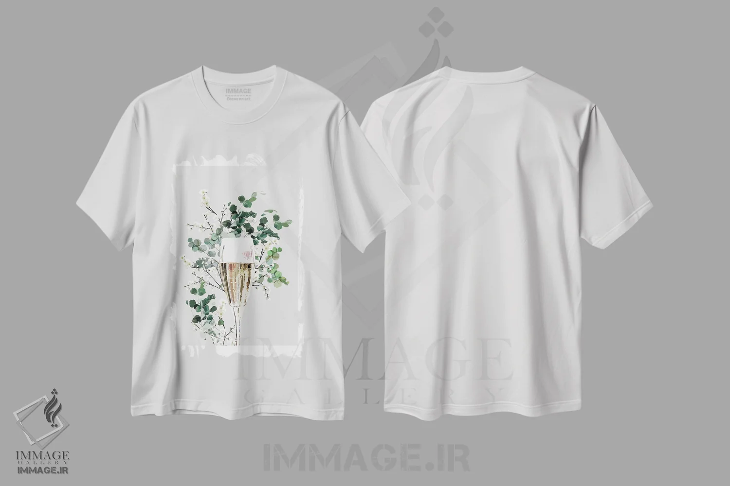 تیشرت سفید طرح دار لیوان شامپاین خاکستری، دکور معاصر اثر نائومی دیویس | immage.ir