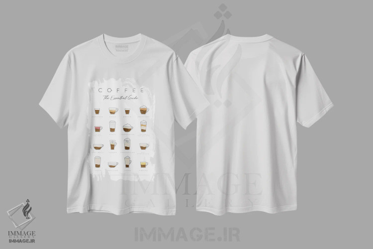 تیشرت سفید طرح دار راهنمای قهوه، هنر دیجیتال اثر نائومی دیویس | immage.ir