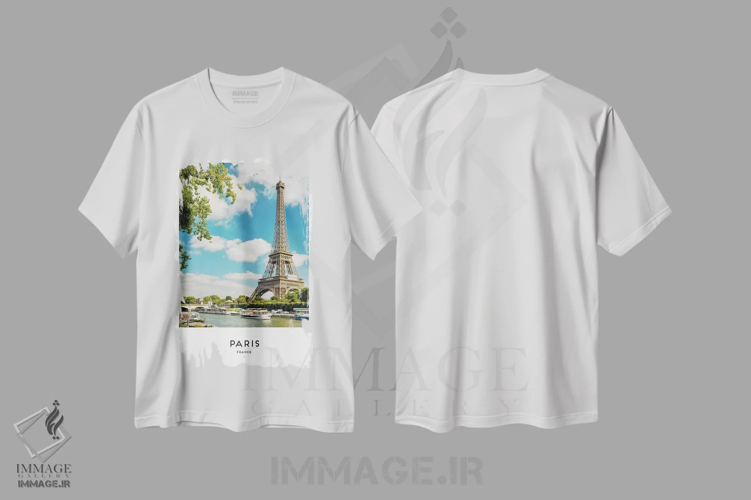 تیشرت سفید طرح دار پاریس فرانسه، مدیوم اثر نائومی دیویس | فروشگاه ایماژ