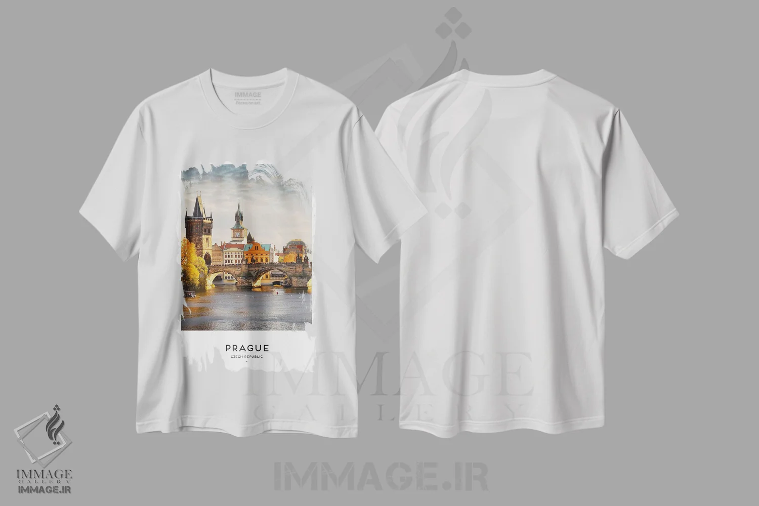 تیشرت سفید طرح دار پراگ جمهوری چک، مدیوم اثر نائومی دیویس | فروشگاه ایماژ