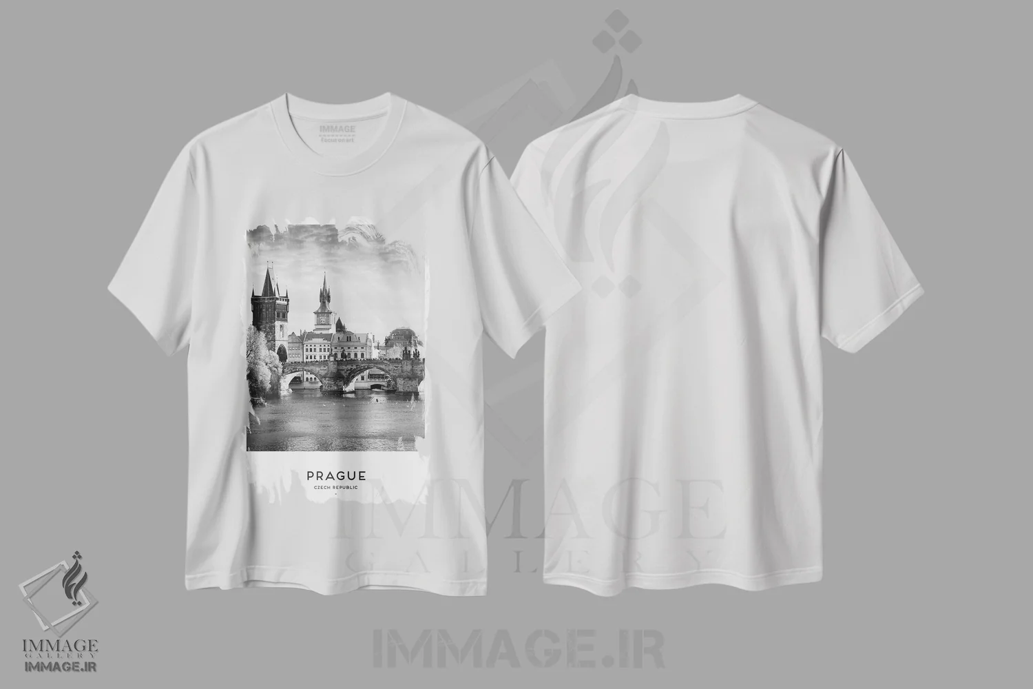 تیشرت سفید طرح دار پراگ جمهوری چک، عکاسی سیاه و سفید اثر نائومی دیویس | immage.ir