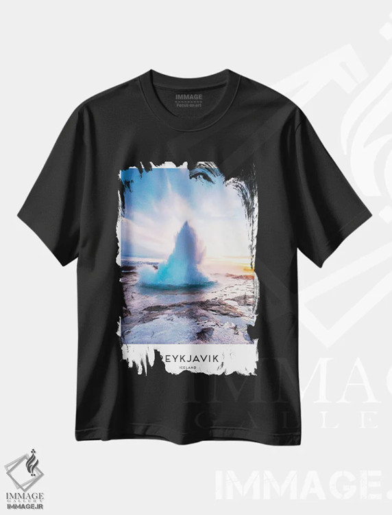 تیشرت مشکی طرح دار ریکیاویک ایسلند، مدیوم اثر نائومی دیویس | فروشگاه ایماژ