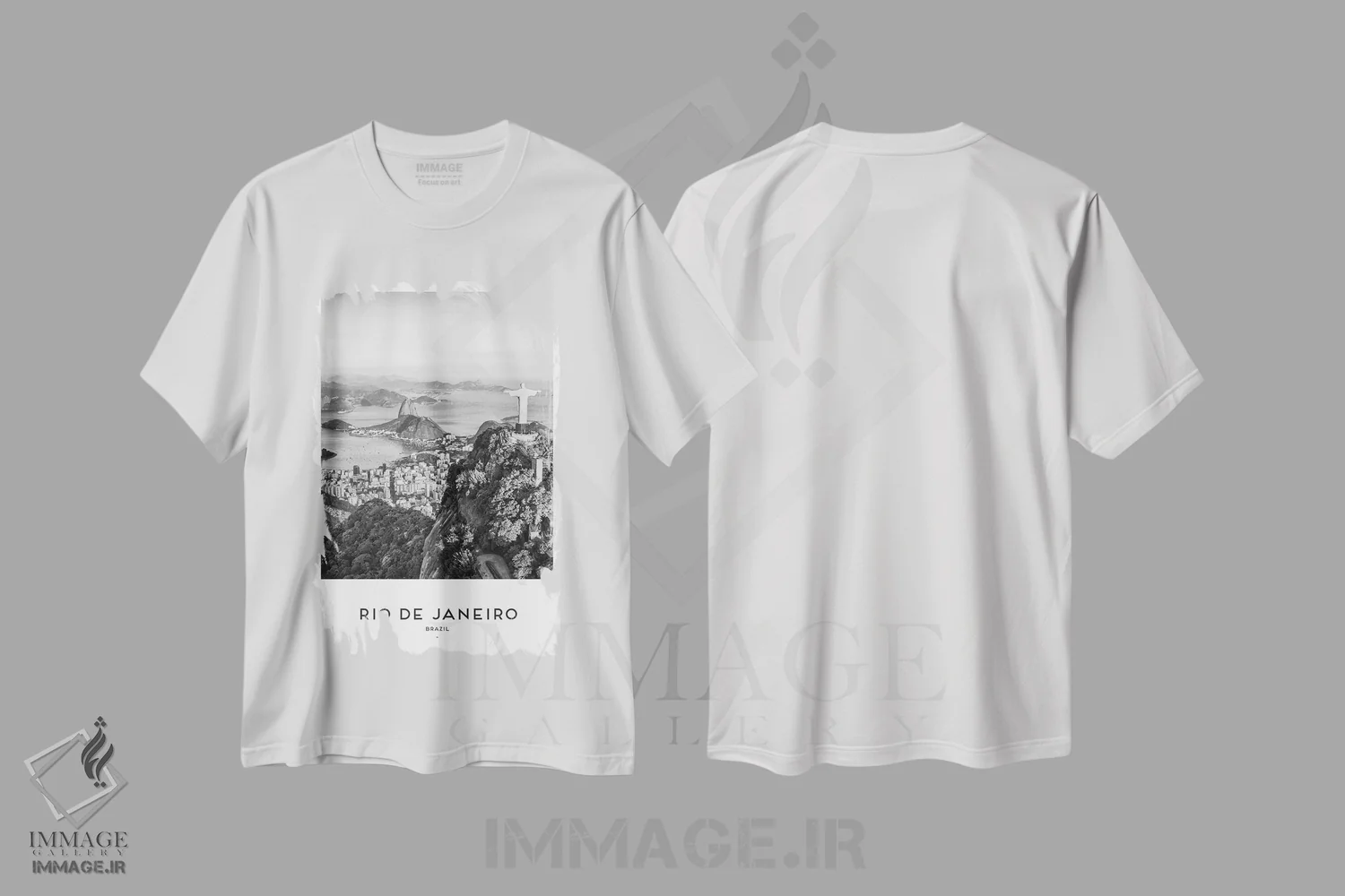 تیشرت سفید طرح دار ریو برزیل، عکاسی سیاه و سفید اثر نائومی دیویس | فروشگاه ایماژ
