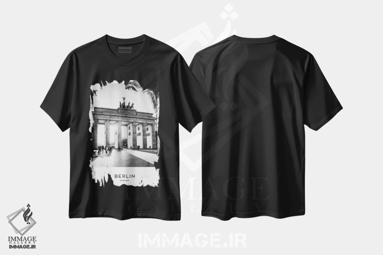تیشرت مشکی طرح دار برلین آلمان، عکاسی سیاه و سفید اثر نائومی دیویس | فروشگاه ایماژ