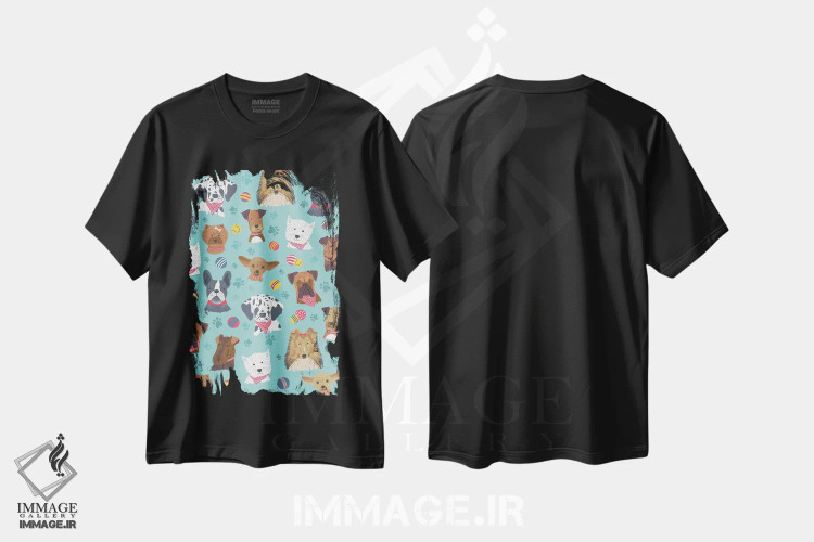 تیشرت مشکی طرح دار سگ و استخوان روزمره ۲، تزئینی اثر نانسی مک کنزی | فروشگاه ایماژ