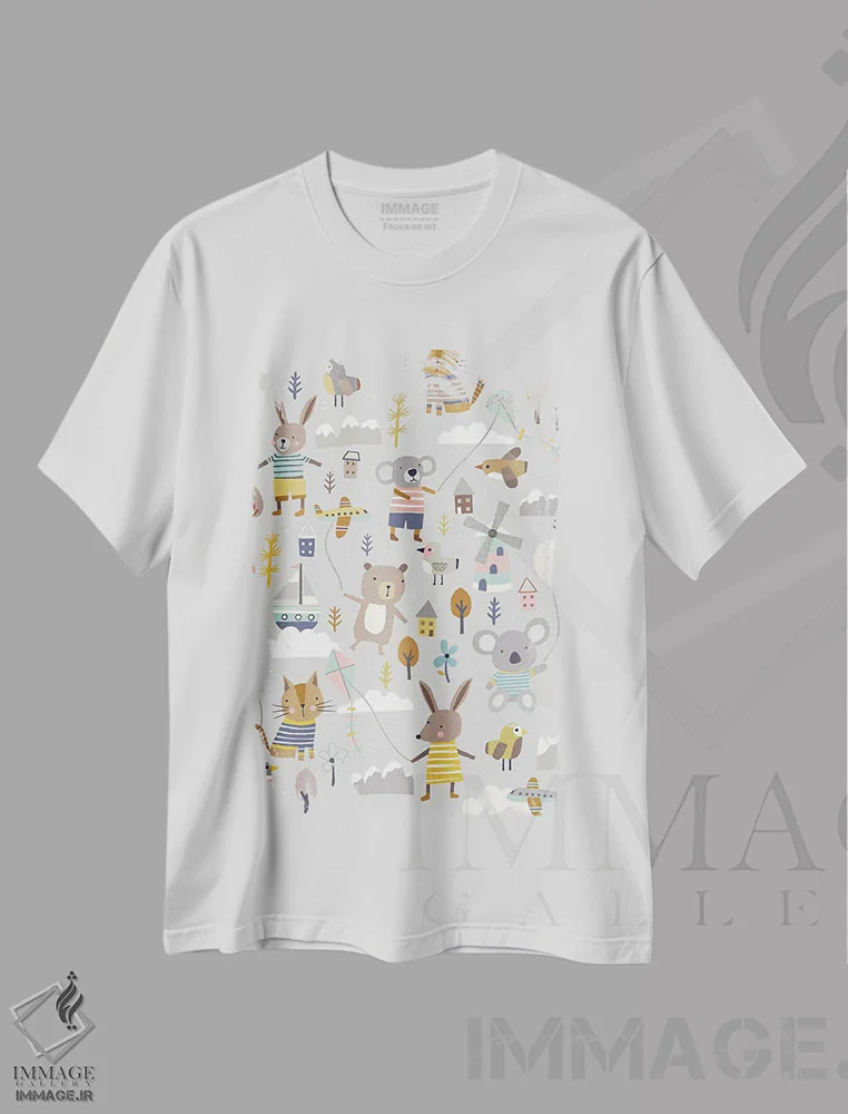 تیشرت سفید طرح دار ماجراجویی بادکنکی کودکانه ۲، تزئینی اثر نانسی مک کنزی | immage.ir