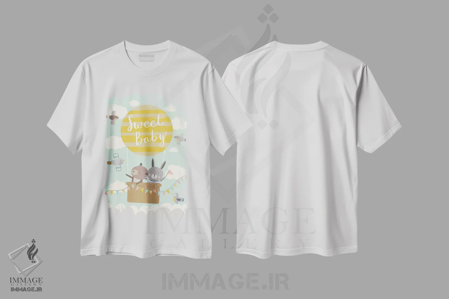 تیشرت سفید طرح دار ماجراجویی بادکنکی کودکانه ۳، تزئینی اثر نانسی مک کنزی | فروشگاه ایماژ