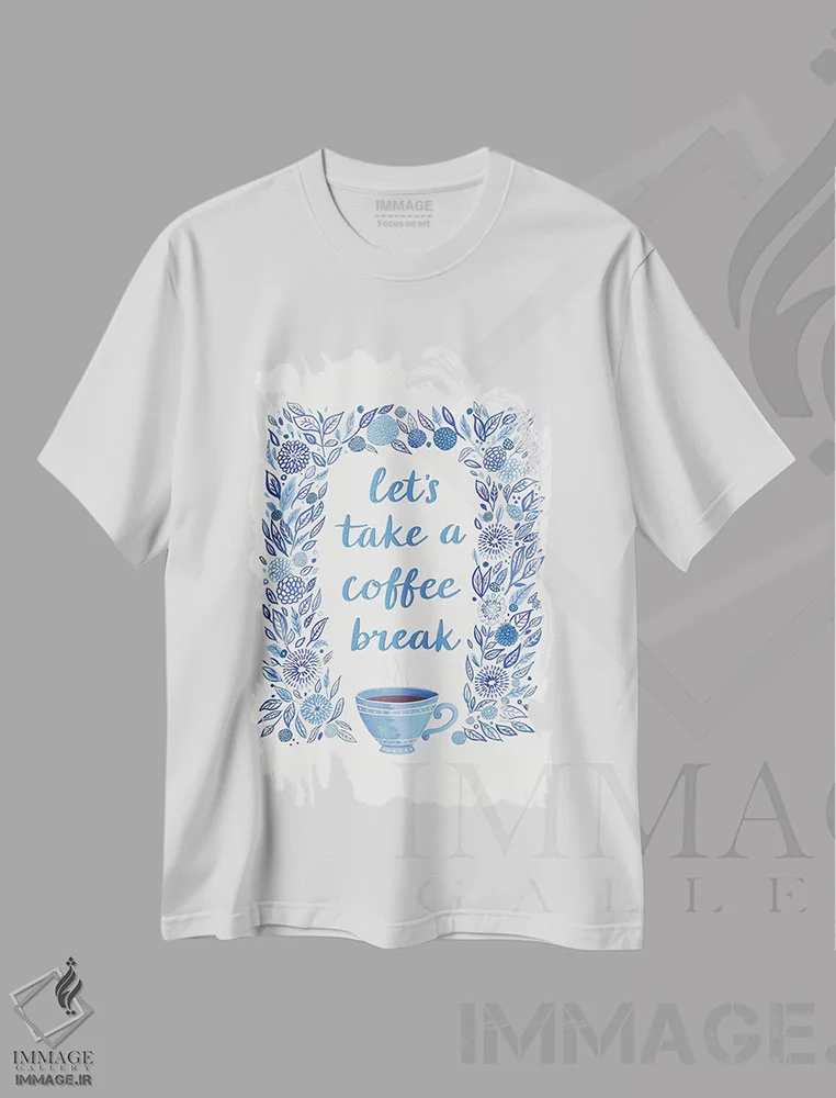 تیشرت سفید طرح دار آشپزخانه آبی خانه ۴، تزئینی اثر نانسی مک کنزی | فروشگاه ایماژ