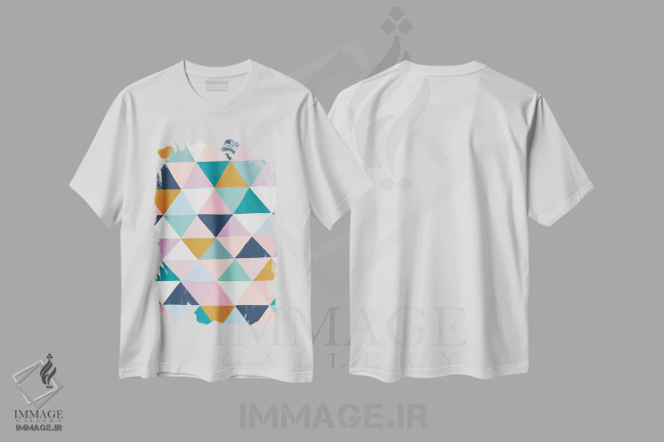 تیشرت سفید طرح دار الماس های ملایم، آبستره اثر نانسی مک کنزی | فروشگاه ایماژ