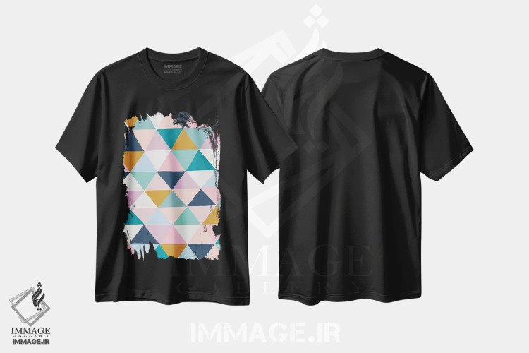 تیشرت مشکی طرح دار الماس های ملایم، آبستره اثر نانسی مک کنزی | immage.ir