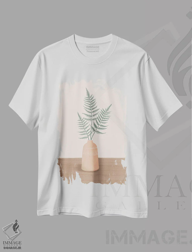 تیشرت سفید طرح دار برگ های خشک دو، دکور بوهمی اثر نانسی مک کنزی | immage.ir