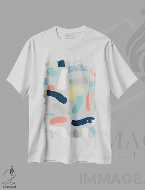 تیشرت سفید طرح دار قلم مو کشی، آبستره اثر نانسی مک کنزی | فروشگاه ایماژ