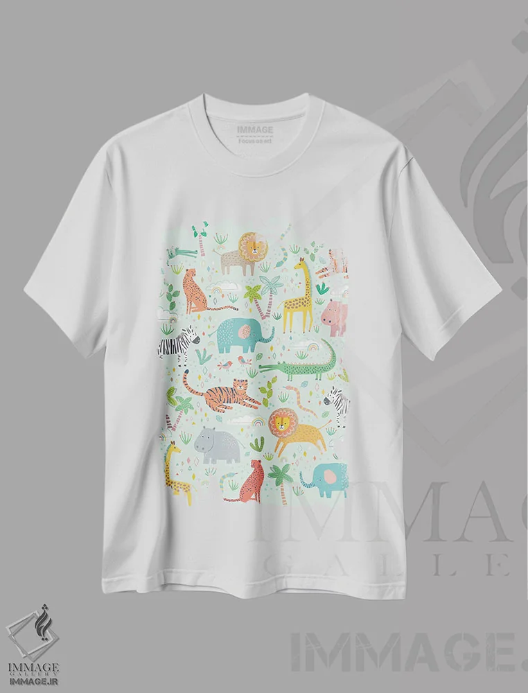 تیشرت سفید طرح دار دوستان جنگلی دو، تزئینی اثر نانسی مک کنزی | immage.ir