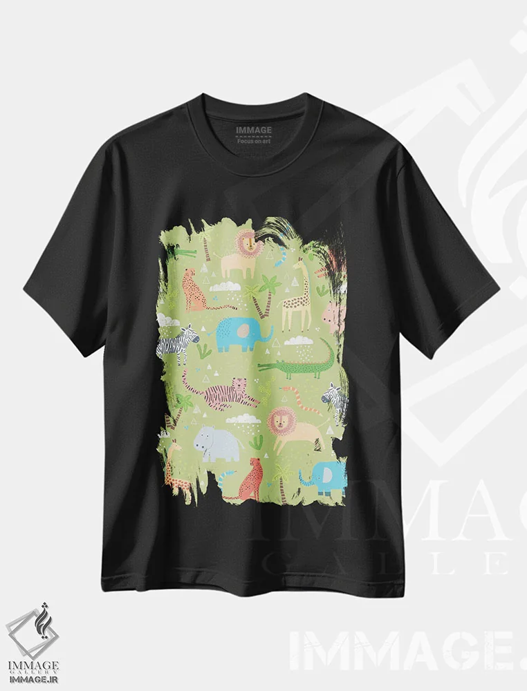 تیشرت مشکی طرح دار دوستان جنگلی سه، تزئینی اثر نانسی مک کنزی | immage.ir