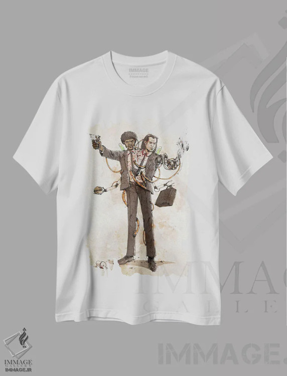 تیشرت سفید طرح دار دوپلوهای زنگ زده: وینسنت و جولز، هنر دیجیتال اثر نیکو دی متیا | immage.ir