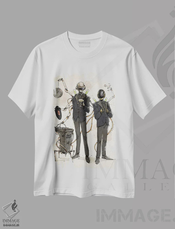 تیشرت سفید طرح دار دفت پانک زنگ زده، هنر دیجیتال اثر نیکو دی متیا | فروشگاه ایماژ