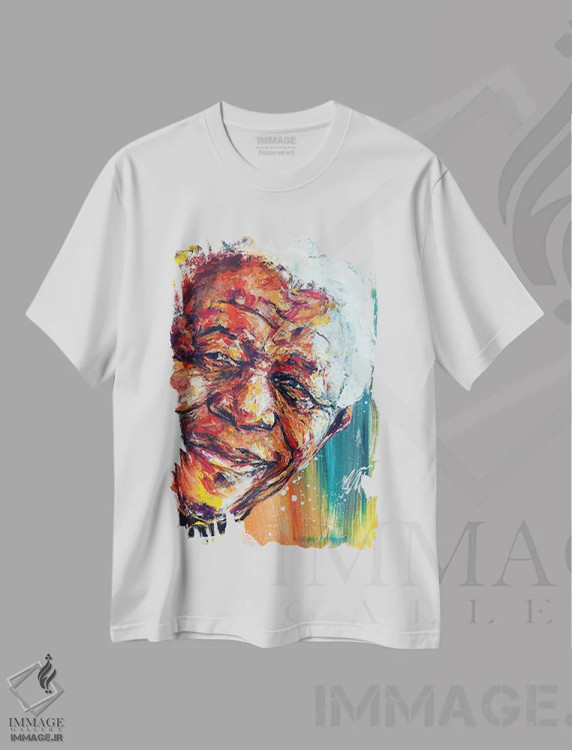 تیشرت سفید طرح دار نلسون ماندلا، هنر آمریکایی آفریقایی تبار اثر ناتاشا میلیوس | immage.ir