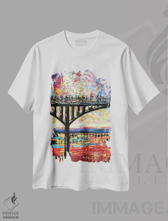 تیشرت سفید طرح دار پل کنگرس اونیو، دکور معاصر اثر ناتاشا میلیوس | فروشگاه ایماژ