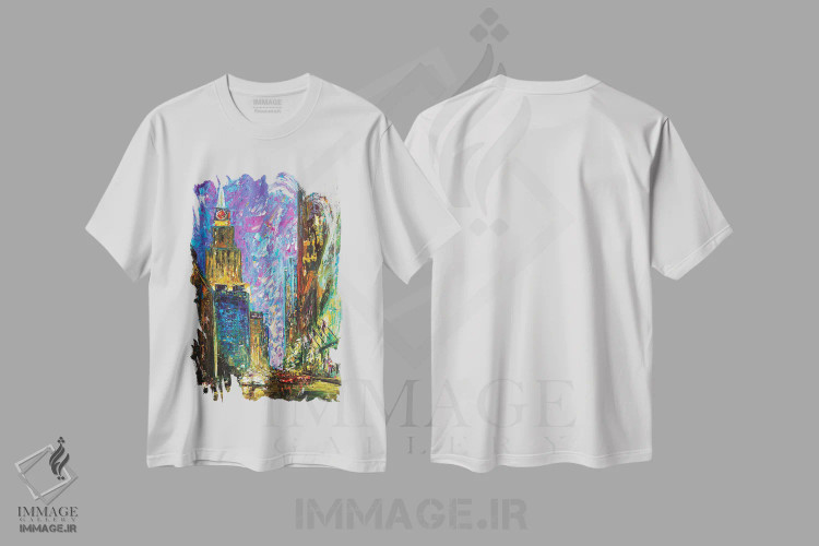تیشرت سفید طرح دار مرکز شهر، دکور معاصر اثر ناتاشا میلیوس | فروشگاه ایماژ