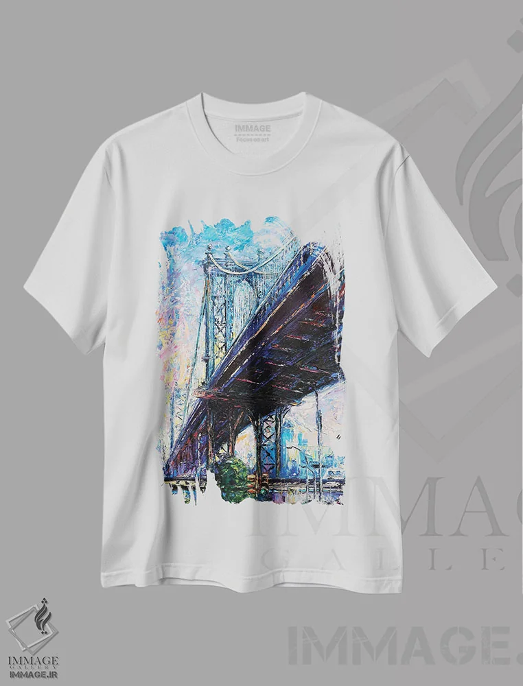تیشرت سفید طرح دار پل منهتن، هنر فاخر معاصر اثر ناتاشا میلیوس | immage.ir