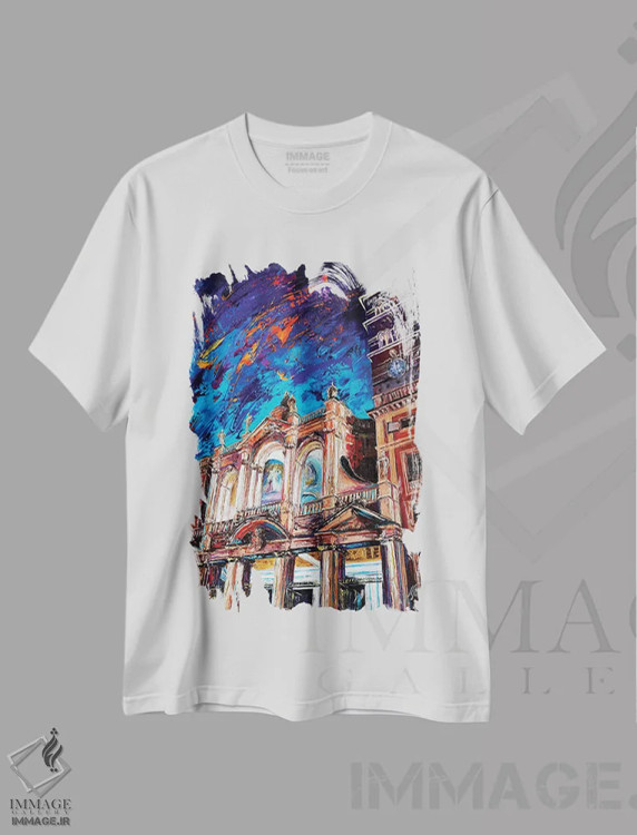 تیشرت سفید طرح دار کلیسای سانتا ماریا ماجوره، دکور معاصر اثر ناتاشا میلیوس | immage.ir