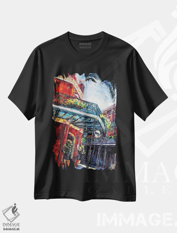 تیشرت مشکی طرح دار موریل ها، دکور معاصر اثر ناتاشا میلیوس | فروشگاه ایماژ