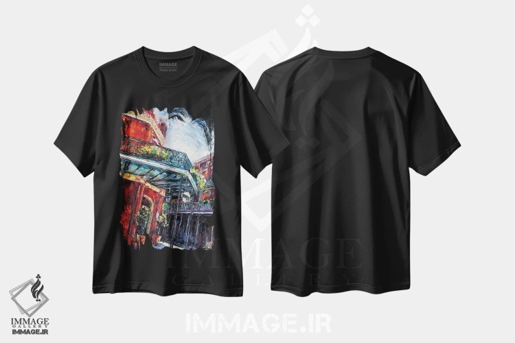 تیشرت مشکی طرح دار موریل ها، دکور معاصر اثر ناتاشا میلیوس | فروشگاه ایماژ