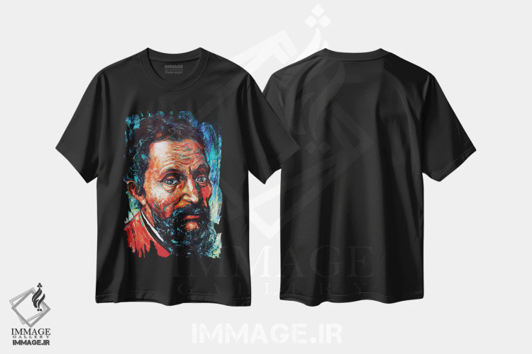 تیشرت مشکی طرح دار میکل آنژ، هنر فاخر معاصر اثر ناتاشا میلیوس | immage.ir