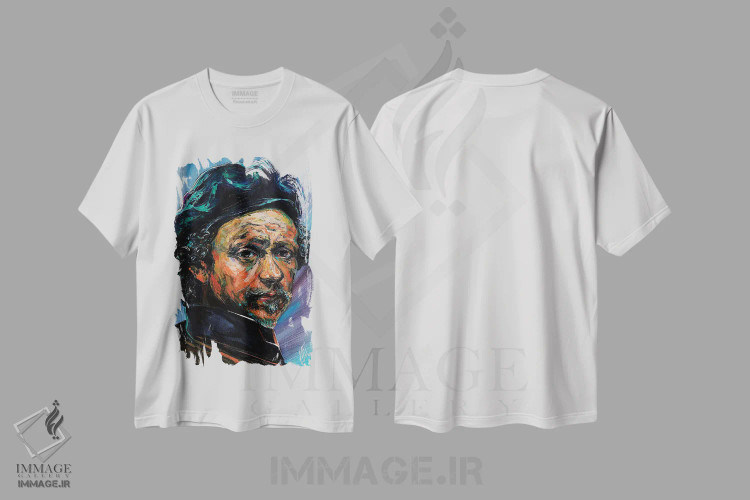 تیشرت سفید طرح دار رامبرانت، هنر فاخر معاصر اثر ناتاشا میلیوس | immage.ir