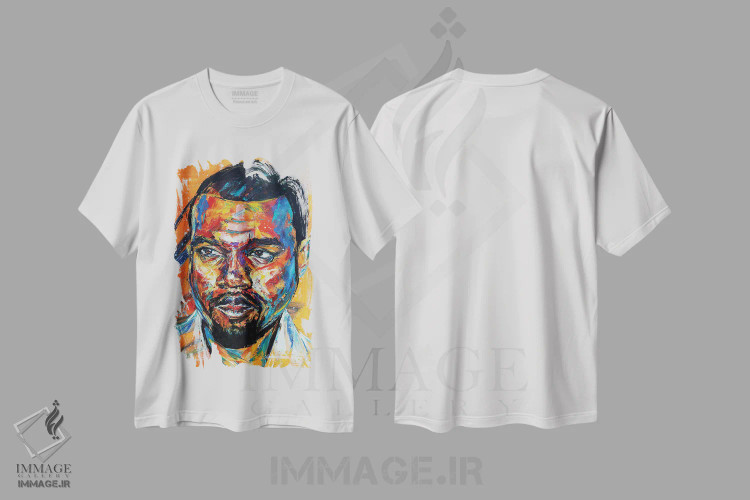 تیشرت سفید طرح دار کانیه وست، هنر فاخر معاصر اثر ناتاشا میلیوس | فروشگاه ایماژ