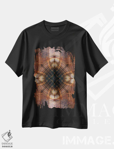 تیشرت مشکی طرح دار کالیـدوسکوپ رنگارنگ ششم، آبستره اثر آنا میلر | فروشگاه ایماژ