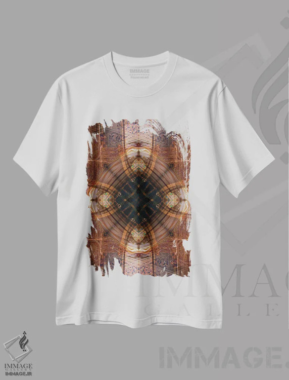 تیشرت سفید طرح دار کالیـدوسکوپ رنگارنگ ششم، آبستره اثر آنا میلر | immage.ir