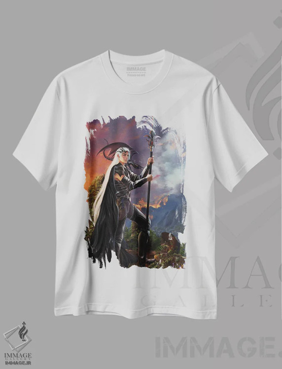 تیشرت سفید طرح دار سرنوشت، هنر دیجیتال اثر نه نه توماس | immage.ir