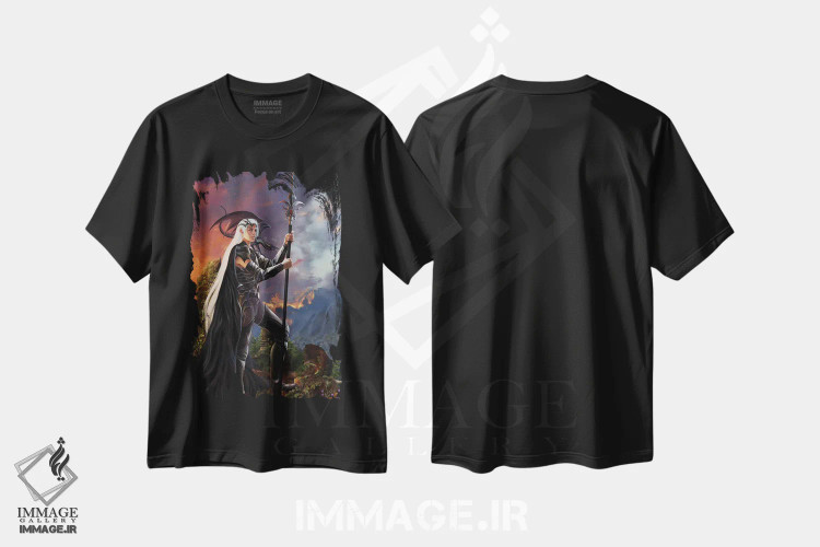 تیشرت مشکی طرح دار سرنوشت، هنر دیجیتال اثر نه نه توماس | فروشگاه ایماژ