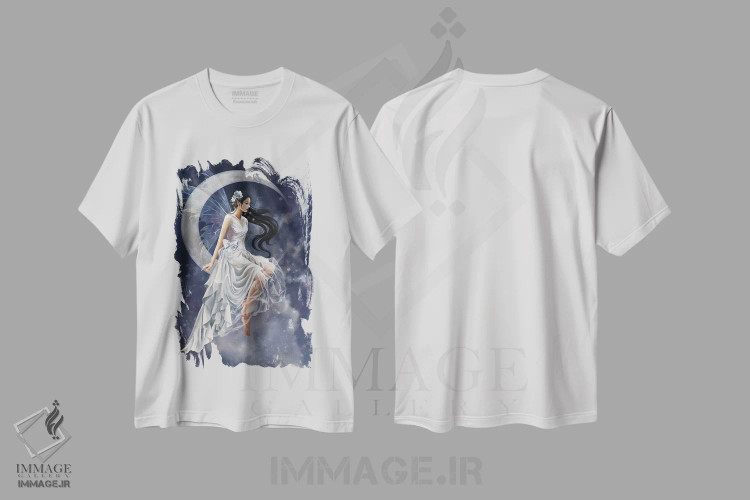 تیشرت سفید طرح دار ماه یخ زده، هنر دیجیتال اثر نه نه توماس | immage.ir