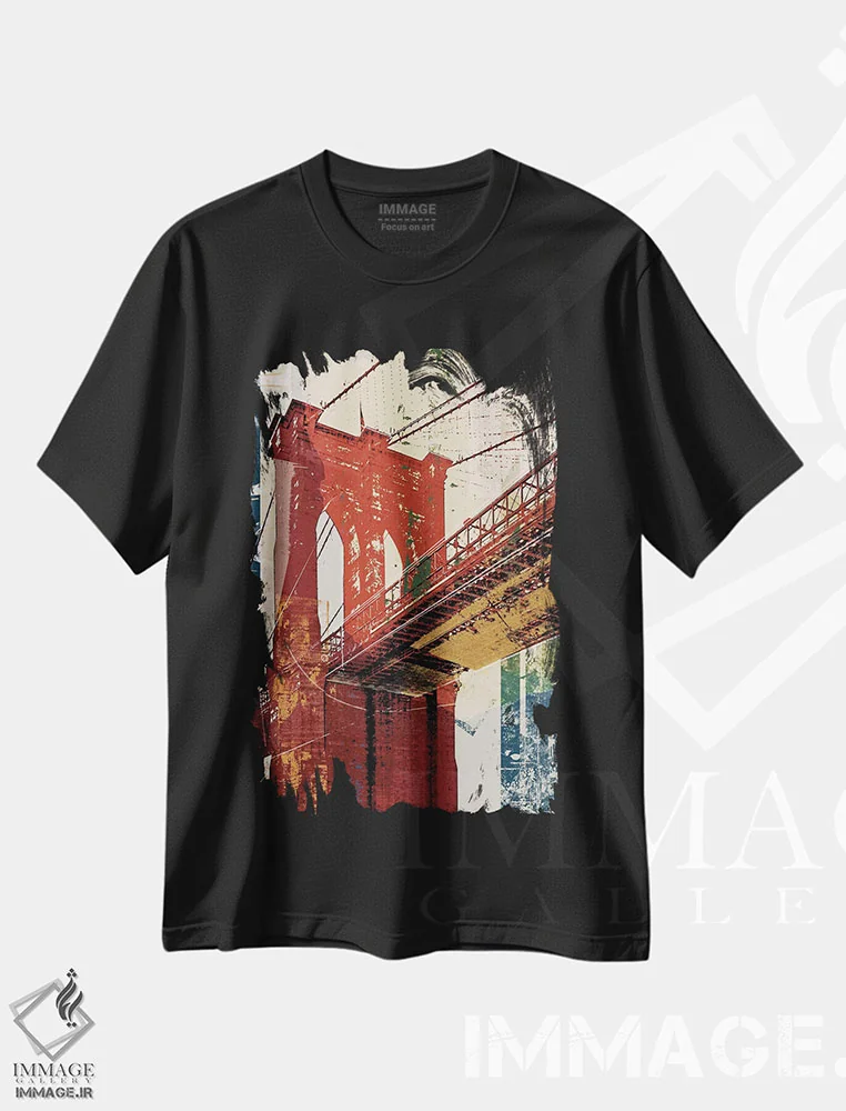 تیشرت مشکی طرح دار به منهتن دو، تزئینی اثر نوا | فروشگاه ایماژ