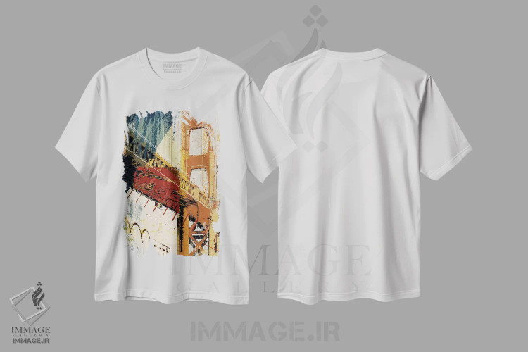 تیشرت سفید طرح دار به منهتن یک، تزئینی اثر نوا | فروشگاه ایماژ