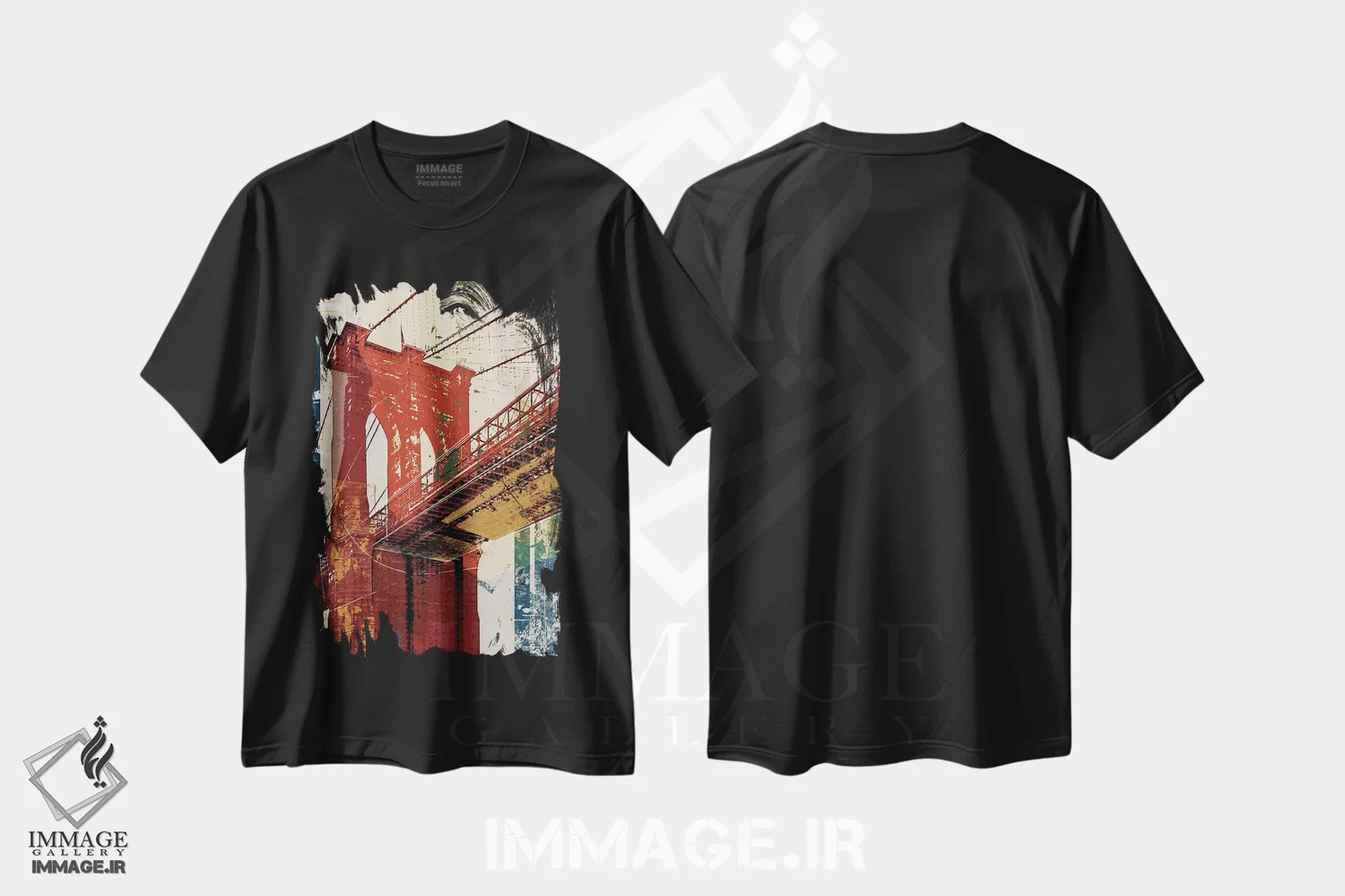 تیشرت مشکی طرح دار به منهتن دو، تزئینی اثر نوا | فروشگاه ایماژ