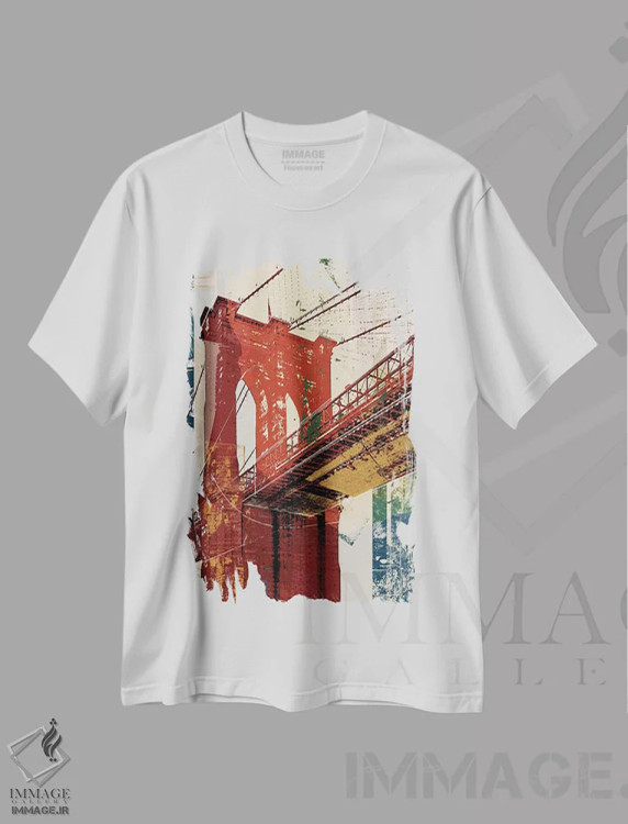 تیشرت سفید طرح دار به منهتن دو، تزئینی اثر نوا | immage.ir