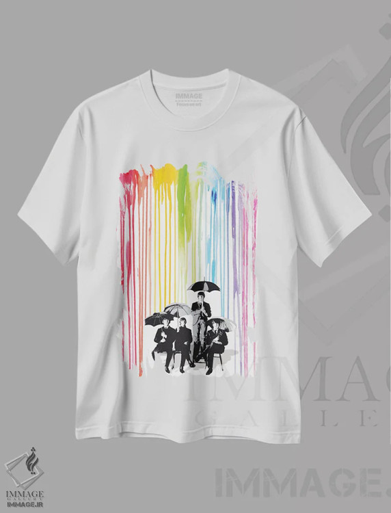 تیشرت سفید طرح دار پاپ آرت بیتلز، هنر دیجیتال اثر ۲ توست دیزاین | فروشگاه ایماژ