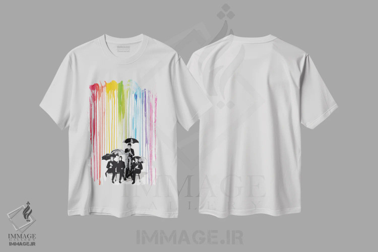 تیشرت سفید طرح دار پاپ آرت بیتلز، هنر دیجیتال اثر ۲ توست دیزاین | فروشگاه ایماژ