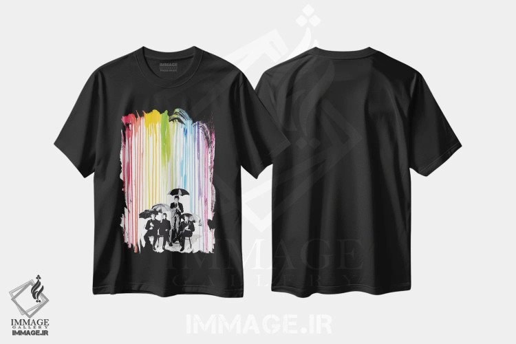 تیشرت مشکی طرح دار پاپ آرت بیتلز، هنر دیجیتال اثر ۲ توست دیزاین | immage.ir